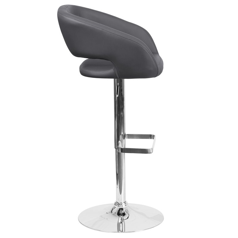 Bowery Hill 32'' Contemporary Faux Leather Adjustable Bar Stool in Gray