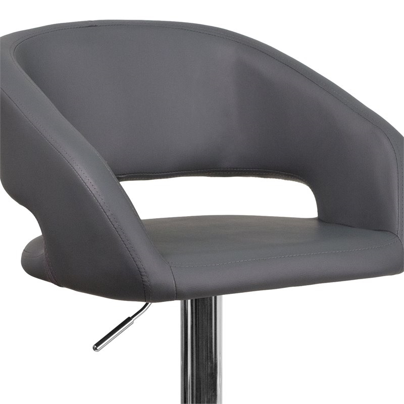 Bowery Hill 32'' Contemporary Faux Leather Adjustable Bar Stool in Gray