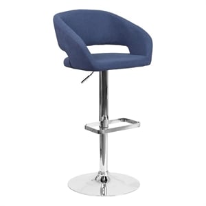 Bowery Hill 32'' Contemporary Fabric Adjustable Bar Stool in Blue