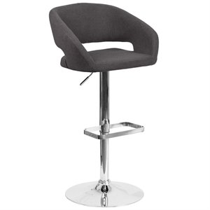 Bowery Hill Fabric Adjustable Bar Stool in Black