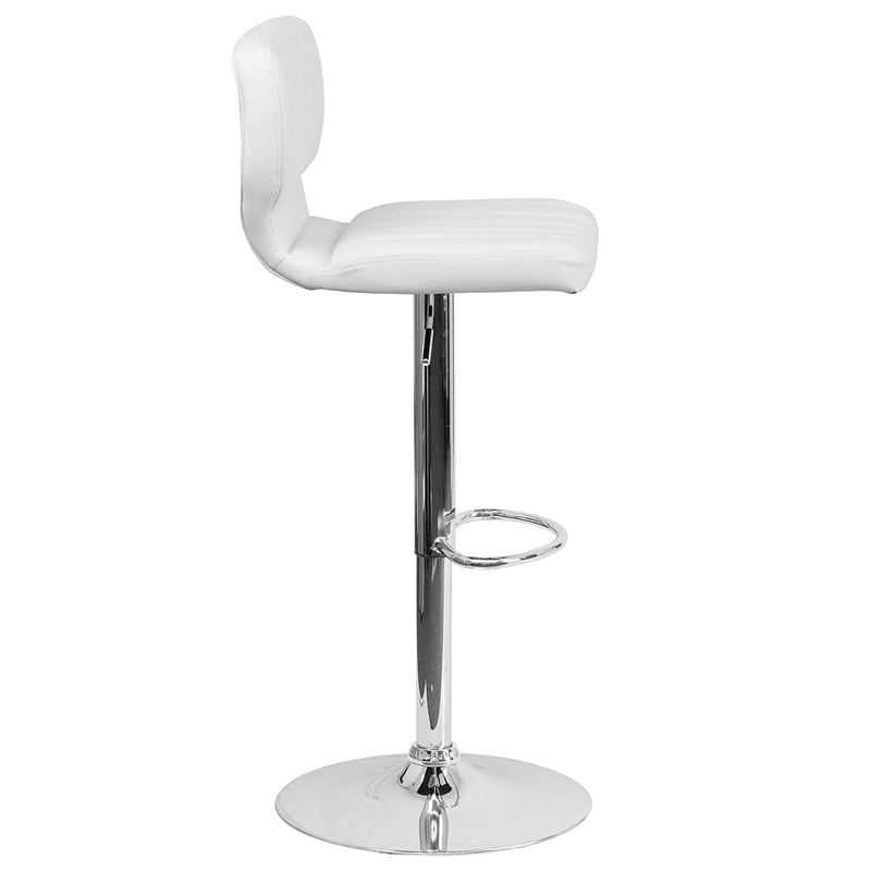 Bowery Hill Faux Leather Adjustable Bar Stool in White