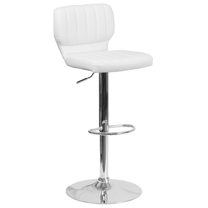 Bowery Hill Faux Leather Adjustable Bar Stool in White
