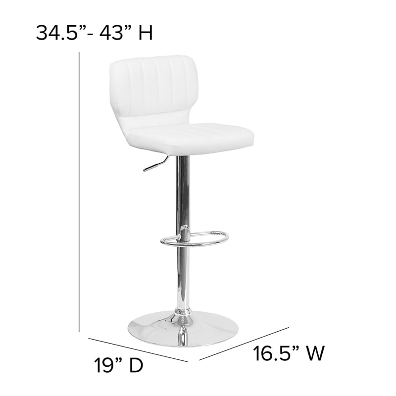 Bowery Hill Faux Leather Adjustable Bar Stool in White