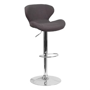 Bowery Hill 33'' Contemporary Fabric Adjustable Bar Stool in Charcoal