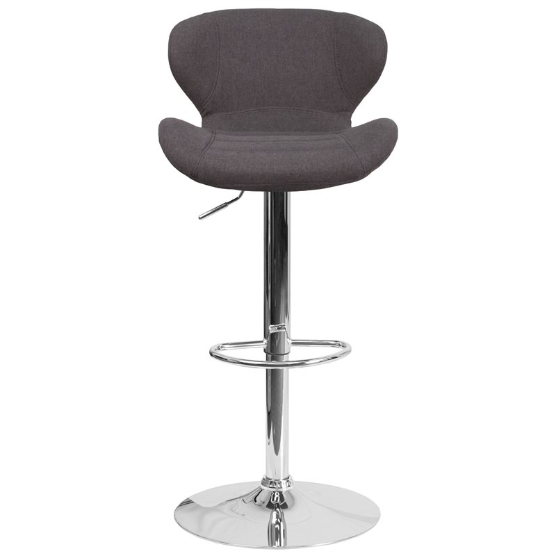 Bowery Hill 33'' Contemporary Fabric Adjustable Bar Stool in Charcoal