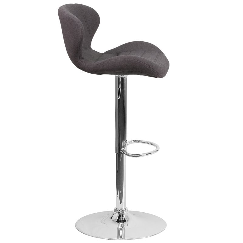 Bowery Hill 33'' Contemporary Fabric Adjustable Bar Stool in Charcoal