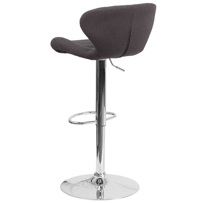 Bowery Hill 33'' Contemporary Fabric Adjustable Bar Stool in Charcoal