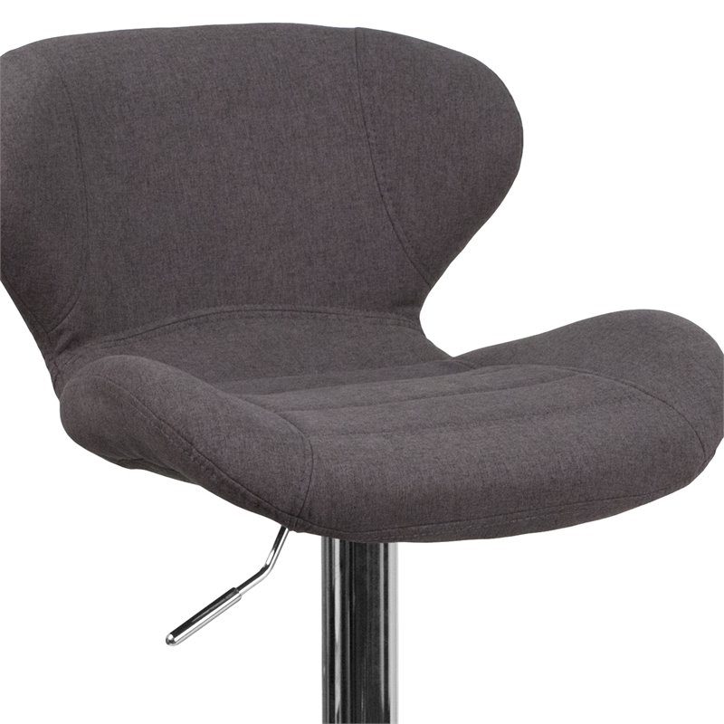 Bowery Hill 33'' Contemporary Fabric Adjustable Bar Stool in Charcoal