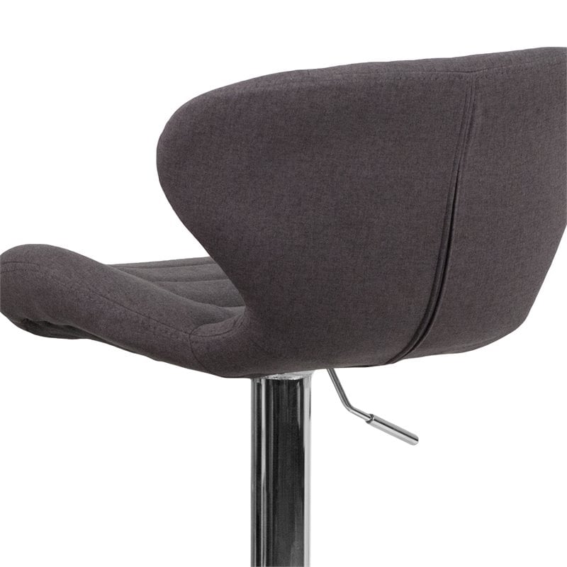 Bowery Hill 33'' Contemporary Fabric Adjustable Bar Stool in Charcoal