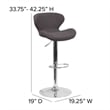 Bowery Hill 33'' Contemporary Fabric Adjustable Bar Stool in Charcoal