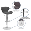 Bowery Hill 33'' Contemporary Faux Leather Adjustable Bar Stool in Black