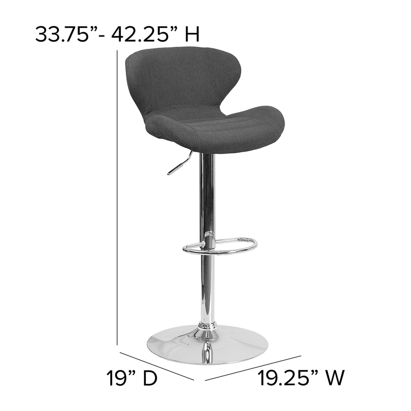 Bowery Hill 33'' Contemporary Faux Leather Adjustable Bar Stool in Black