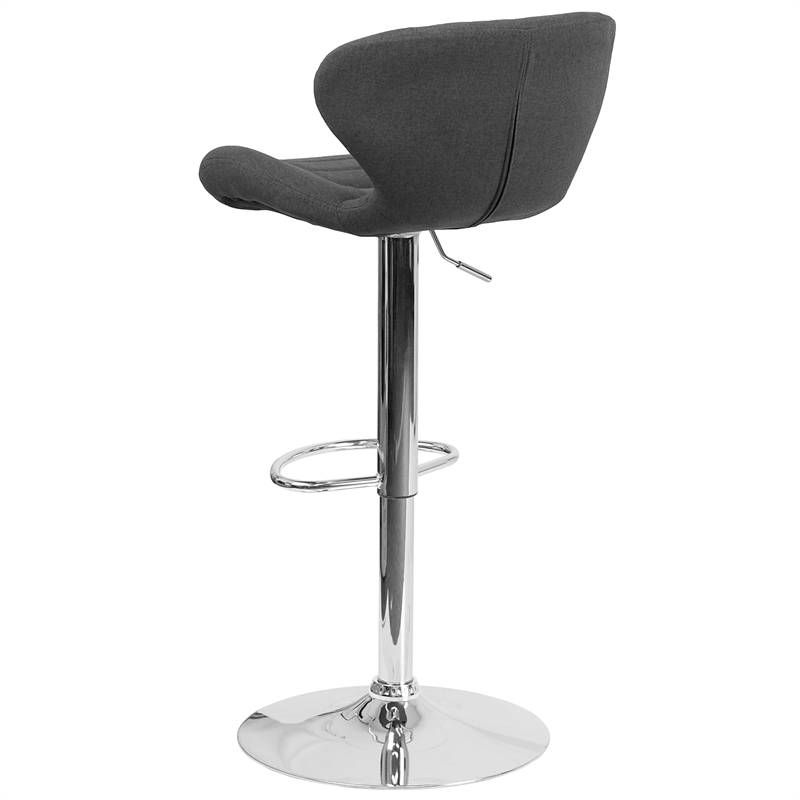 Bowery Hill 33'' Contemporary Faux Leather Adjustable Bar Stool in Black