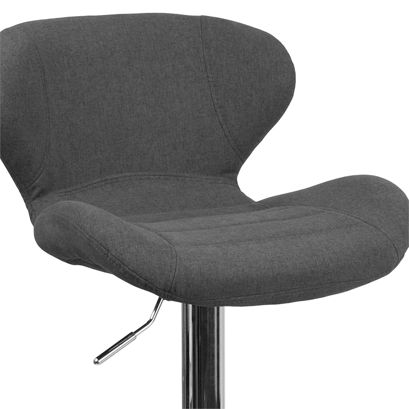 Bowery Hill 33'' Contemporary Faux Leather Adjustable Bar Stool in Black