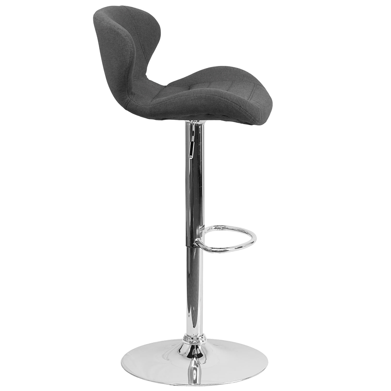 Bowery Hill 33'' Contemporary Faux Leather Adjustable Bar Stool in Black