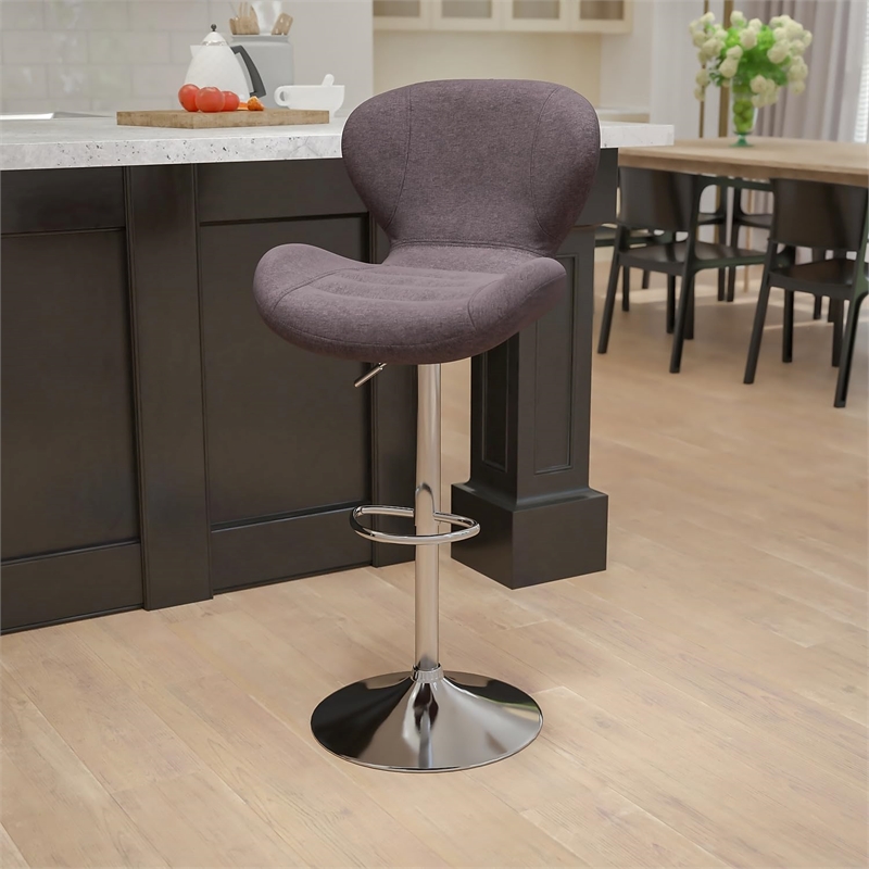 Bowery Hill 33'' Contemporary Faux Leather Adjustable Bar Stool in Black