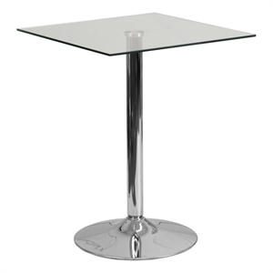 Bowery Hill 23.75&quot Contemporary Glass/Metal Square Bar Table in Chrome