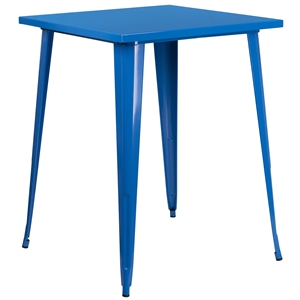 Bowery Hill 31.5&quot Square Metal Dining Table in Blue