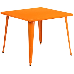 Bowery Hill 35.5&quot Square Metal Dining Table in Orange