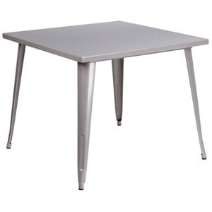 bowery hill metal dining table in silver