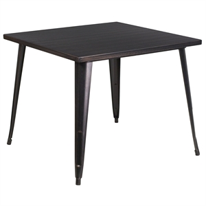 Bowery Hill 35.5&quot Square Metal Dining Table in Black and Gold