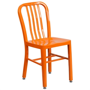 Bowery Hill 18.5&quot Modern Metal Indoor-Outdoor Dining Chair in Orange