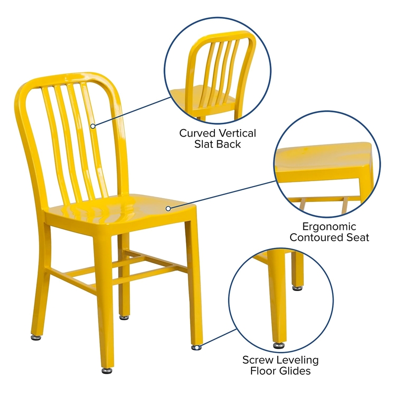 Bowery Hill Indoor-Outdoor Metal Dining Chair in Yellow
