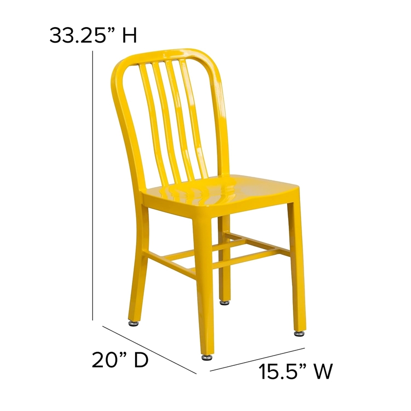 Bowery Hill Indoor-Outdoor Metal Dining Chair in Yellow