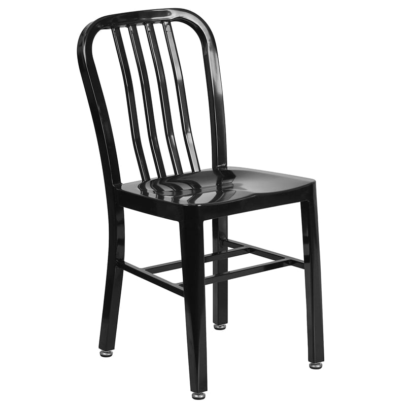 Bowery Hill Indoor-Outdoor Metal Dining Chair in Black