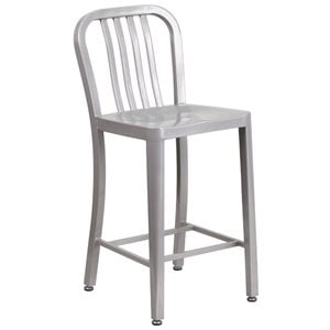 Bowery Hill 24&quot Metal Counter Stool in Silver