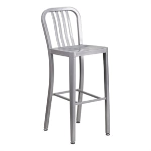 Bowery Hill 30.25'' Industrial Steel Metal Indoor-Outdoor Bar Stool in Silver