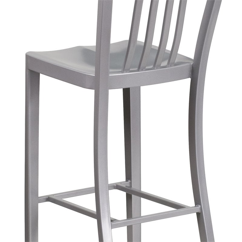 Bowery Hill 30.25'' Industrial Steel Metal Indoor-Outdoor Bar Stool in Silver