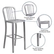 Bowery Hill 30.25'' Industrial Steel Metal Indoor-Outdoor Bar Stool in Silver