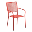 Bowery Hill Steel Metal Integrated Arms Patio Chair in Coral Pink