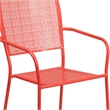 Bowery Hill Steel Metal Integrated Arms Patio Chair in Coral Pink