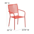 Bowery Hill Steel Metal Integrated Arms Patio Chair in Coral Pink