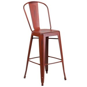 Bowery Hill 30&quot Metal Bar Stool in Distressed Kelly Red