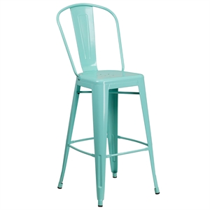 Bowery Hill 30&quot Metal Bar Stool in Mint Green
