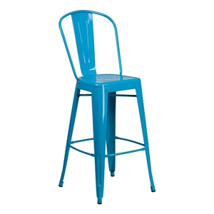 Bowery Hill 30&quot Contemporary Metal Bar Stool in Crystal Blue