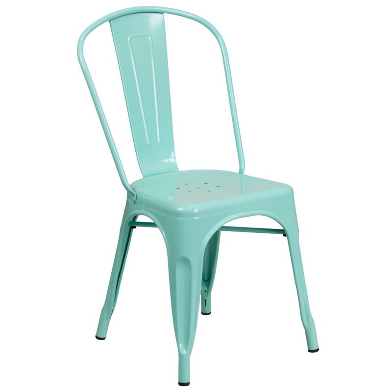 Bowery Hill Metal Dining Chair In Mint Green Bh 1521539 Bowery Hill Metal Dining Chair In Mint Green