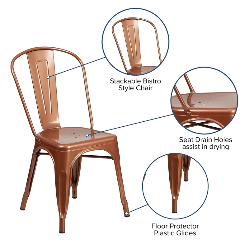 Bowery Hill Metal Dining Chair in Copper