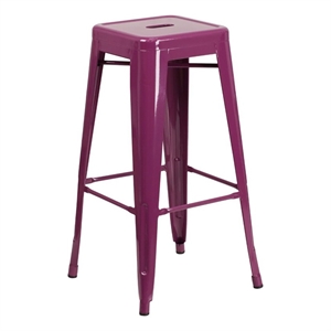 Bowery Hill 30&quot Industrial Metal Backless Dining Bar Stool in Purple