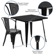 Bowery Hill 5 Piece Square Metal Dining Set in Black
