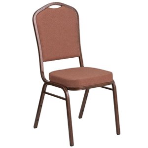 bowery hill fabric banquet chair in coppervein and brown