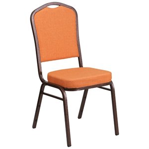 bowery hill fabric banquet chair in coppervein and orange
