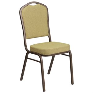 bowery hill fabric banquet chair in goldvein and citron yellow