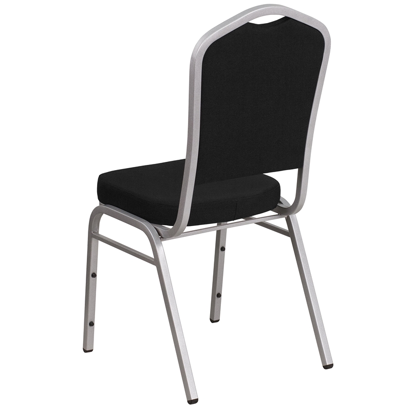 Bowery Hill Fabric/Steel Banquet Stack Chair in Silver/Black