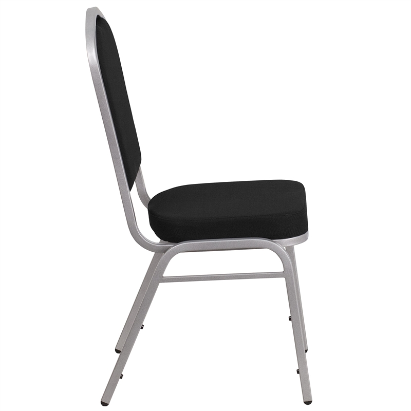 Bowery Hill Fabric/Steel Banquet Stack Chair in Silver/Black