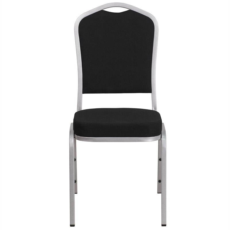 Bowery Hill Fabric/Steel Banquet Stack Chair in Silver/Black