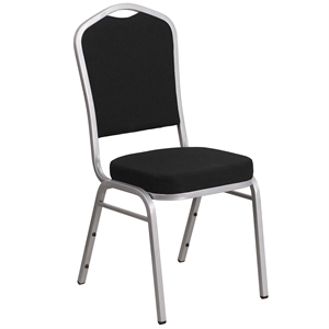 Bowery Hill Fabric/Steel Banquet Stack Chair in Silver/Black